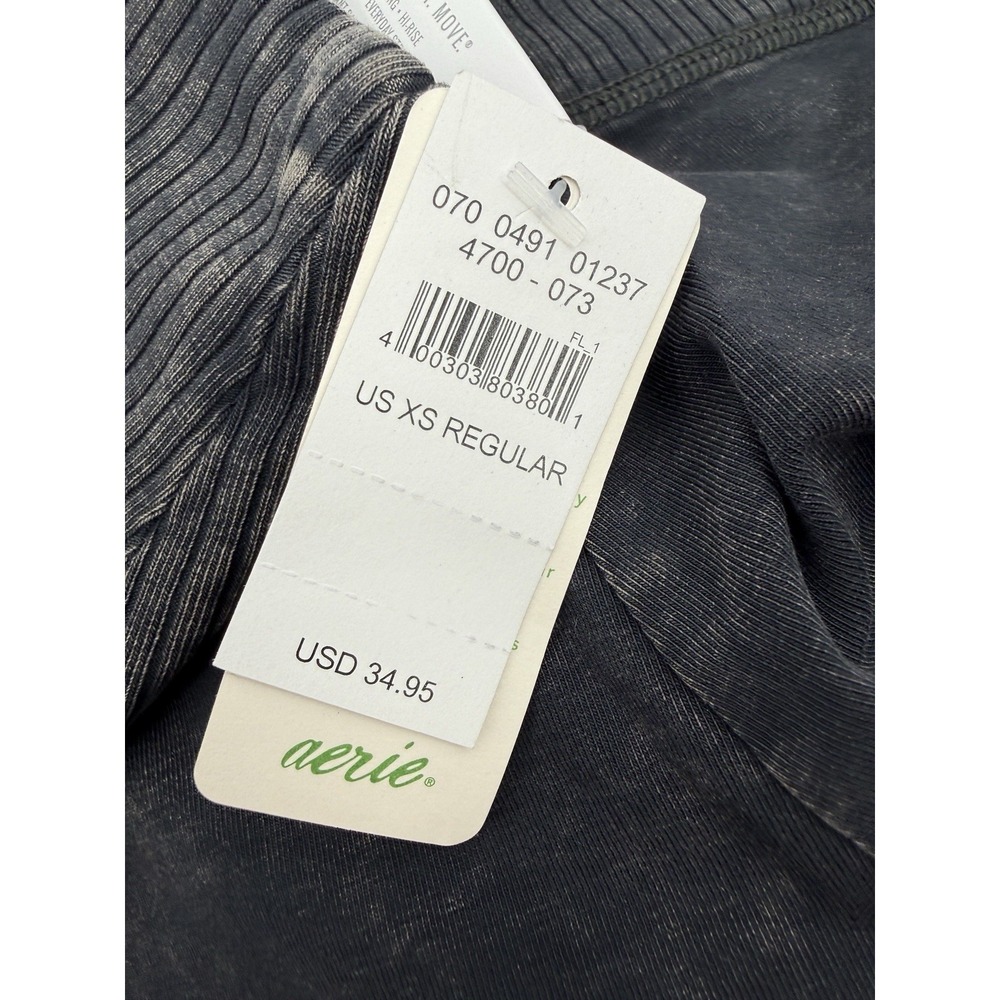 Aerie Chill Play Move Leggings XS Ribbed Pocket Stretch Cotton Jogger NWT Acid - Picture 9 of 11